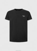 Men Black Pepe Jeans Printed Logo Cotton T-Shirt 60J401012 - Image 5