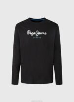 Men Black Pepe Jeans Printed Logo Cotton T-Shirt 60J401019 - Image 4