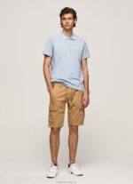 Men Bleach Blue Pepe Jeans Embroidered Logo Pique Polo Shirt 60J401080 - Image 2