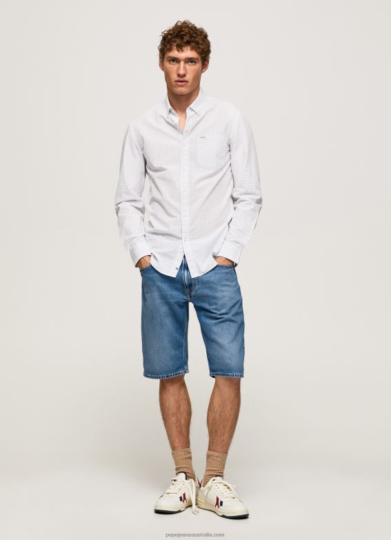 Men Bleach Blue Pepe Jeans Larry Slim Fit Poplin Shirt 60J401028 - Image 2