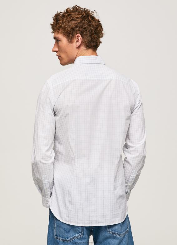 Men Bleach Blue Pepe Jeans Larry Slim Fit Poplin Shirt 60J401028 - Image 4