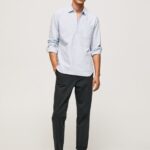Men Bleach Blue Pepe Jeans Lawson Regular Fit Oxford Shirt 60J401052