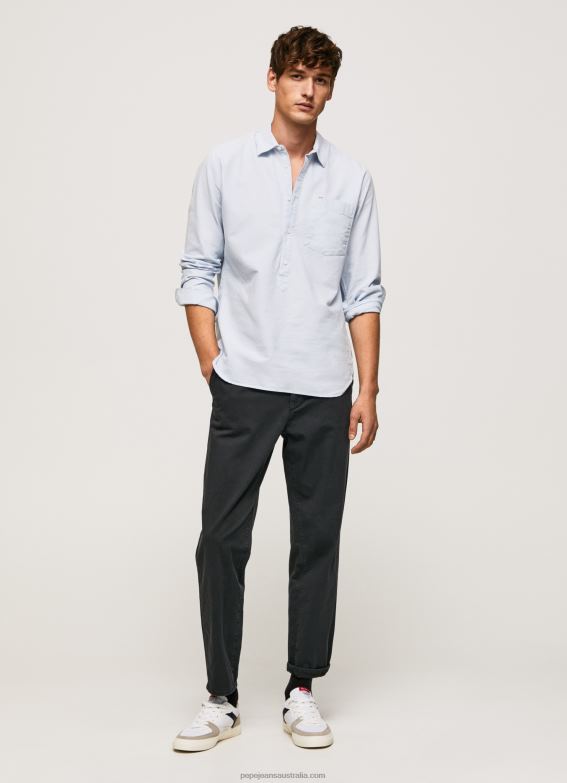 Men Bleach Blue Pepe Jeans Lawson Regular Fit Oxford Shirt 60J401052 - Image 1