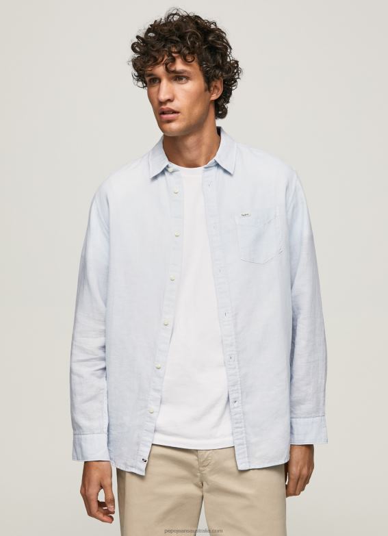 men_bleach_blue_pepe_jeans_parker_long_sleeved_shirt_60j401071.jpg Men Bleach Blue Pepe Jeans Parker Long Sleeved Shirt 60J401071 - Image 1