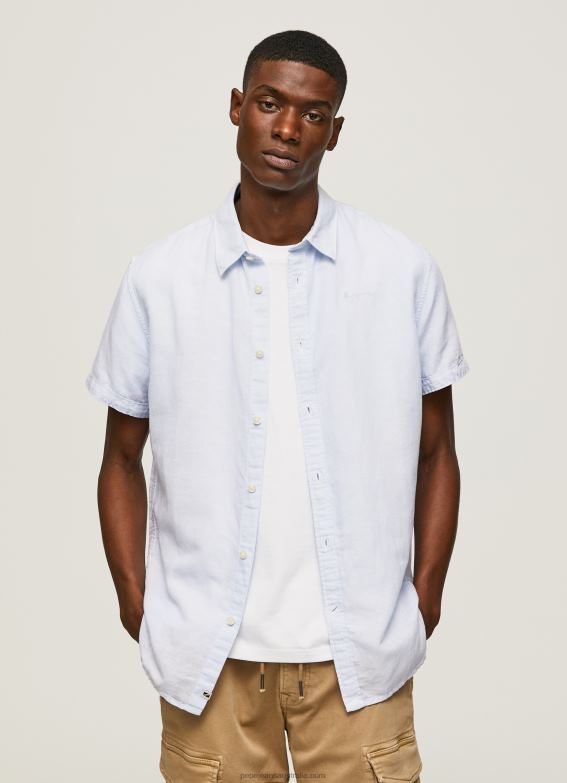 men_bleach_blue_pepe_jeans_parker_short_sleeved_shirt_60j401054.jpg Men Bleach Blue Pepe Jeans Parker Short Sleeved Shirt 60J401054 - Image 1