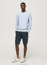 Men Bleach Blue Pepe Jeans Printed Logo Cotton Jumper 60J40876 - Image 2