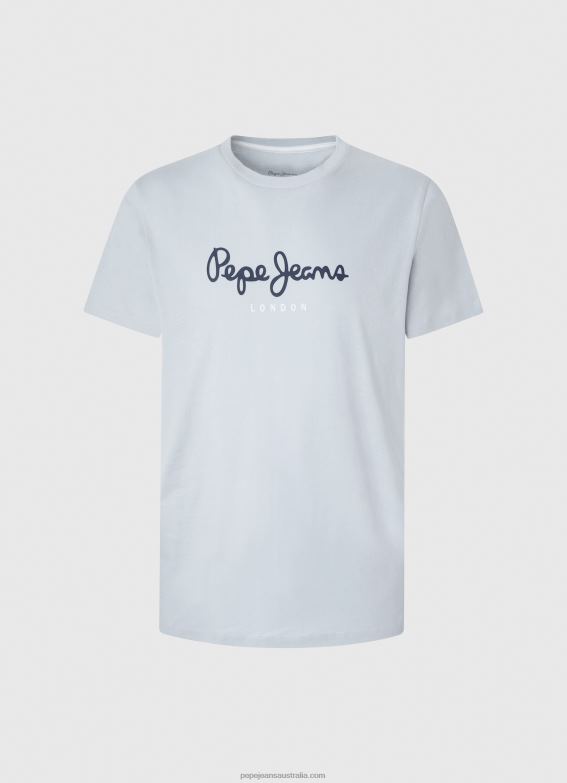 Men Bleach Blue Pepe Jeans Printed Logo Cotton T-Shirt 60J40933 - Image 5