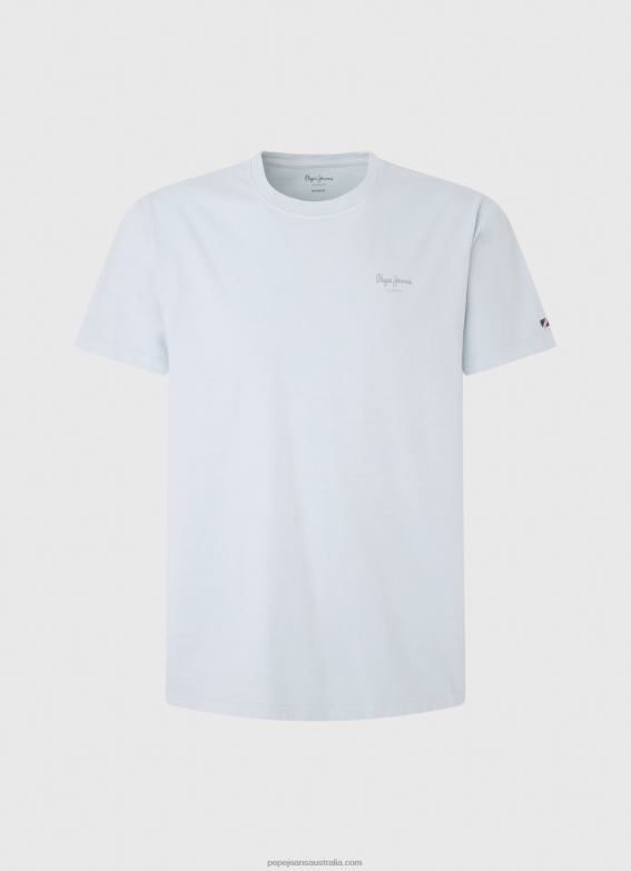 Men Bleach Blue Pepe Jeans Printed Logo Cotton T-Shirt 60J40947 - Image 5