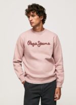Men Bleach Pink Pepe Jeans Embroidered Logo Cotton Jumper 60J40882