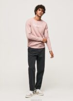 Men Bleach Pink Pepe Jeans Printed Logo Cotton T-Shirt 60J40915 - Image 2