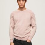Men Bleach Pink Pepe Jeans Round Collar Cotton Jersey 60J40863