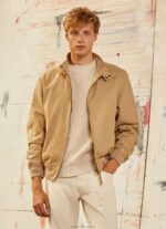 Men Camel Pepe Jeans Cotton Harrington Jacket 60J40830