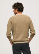 Men Camel Pepe Jeans Waffle Knit Cotton Jersey 60J40855 - Image 4