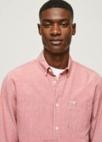 Men Cloudy Pink Pepe Jeans Lowell Regular Fit Oxford Shirt 60J401048 - Image 3
