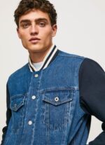 Men Denim Pepe Jeans Combined Fabric Jacket 60J40846 - Image 5