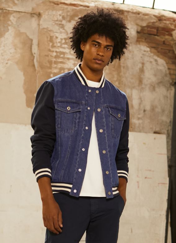 men_denim_pepe_jeans_combined_fabric_jacket_60j40846.jpg Men Denim Pepe Jeans Combined Fabric Jacket 60J40846 - Image 1