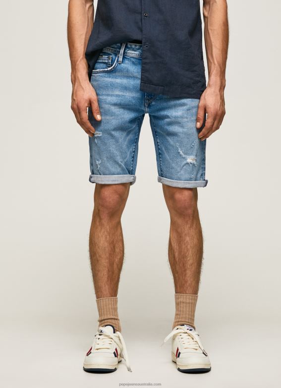 Men Denim Pepe Jeans Stanley Tapered Fit Denim Shorts 60J40821 - Image 2