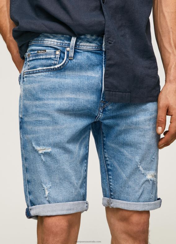 Men Denim Pepe Jeans Stanley Tapered Fit Denim Shorts 60J40821 - Image 3