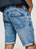 Men Denim Pepe Jeans Stanley Tapered Fit Denim Shorts 60J40821 - Image 4