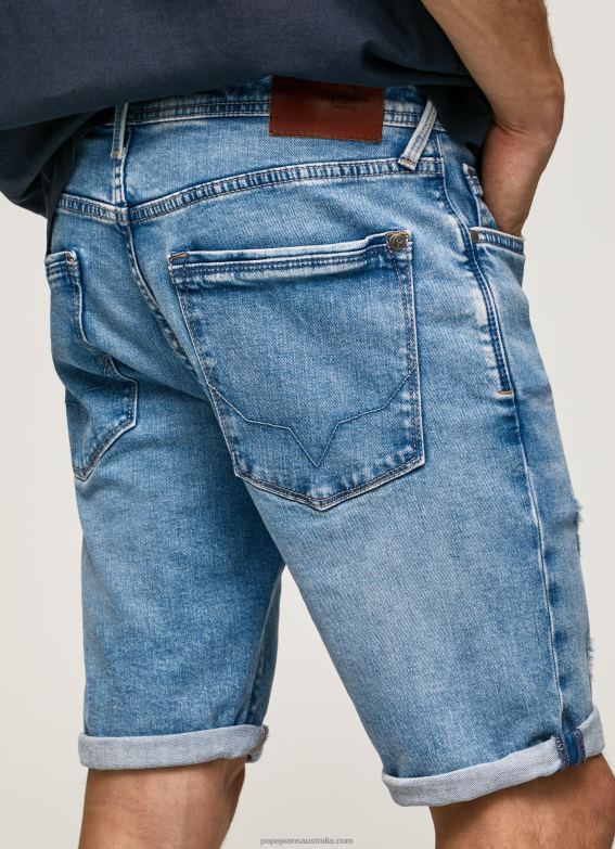 Men Denim Pepe Jeans Stanley Tapered Fit Denim Shorts 60J40821 - Image 4