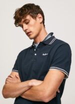 Men Dulwich Pepe Jeans Embroidered Logo Pique Polo Shirt 60J401076