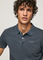 Men Dulwich Pepe Jeans Embroidered Logo Pique Polo Shirt 60J401097 - Image 3