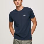 Men Dulwich Pepe Jeans Waffle Knit Cotton T-Shirt 60J40959