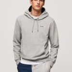 Men Grey Marl Pepe Jeans Adjustable Cotton Hoodie 60J40896