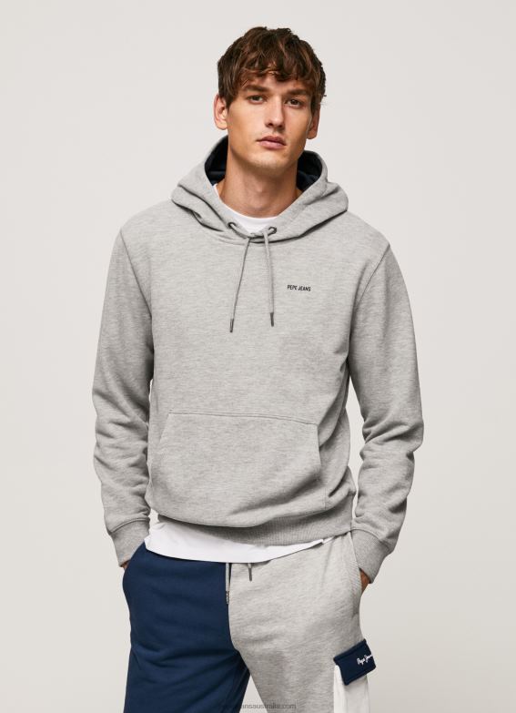 men_grey_marl_pepe_jeans_adjustable_cotton_hoodie_60j40896.jpg Men Grey Marl Pepe Jeans Adjustable Cotton Hoodie 60J40896 - Image 1
