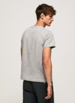 Men Grey Marl Pepe Jeans Cotton T-Shirt With Brushes Logo 60J40931 - Image 4