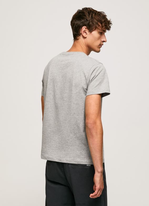 Men Grey Marl Pepe Jeans Cotton T-Shirt With Brushes Logo 60J40931 - Image 4