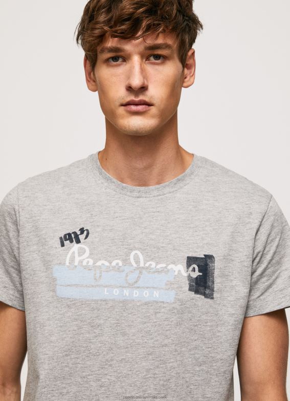 men_grey_marl_pepe_jeans_cotton_t_shirt_with_brushes_logo_60j40931.jpg Men Grey Marl Pepe Jeans Cotton T-Shirt With Brushes Logo 60J40931 - Image 1