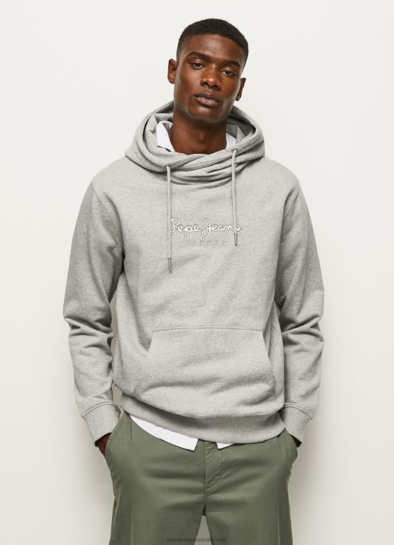 men_grey_marl_pepe_jeans_high_density_logo_jumper_60j40904.jpg Men Grey Marl Pepe Jeans High Density Logo Jumper 60J40904 - Image 1