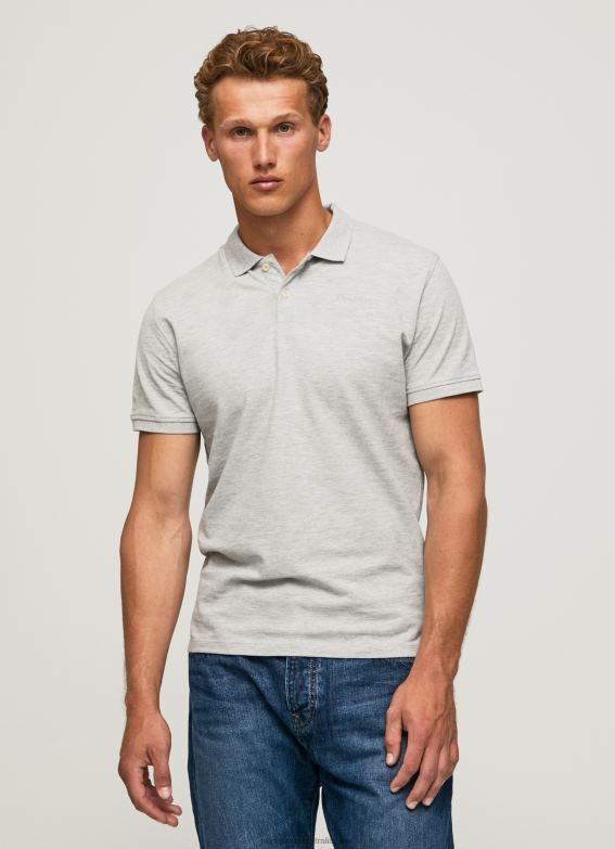men_grey_marl_pepe_jeans_logo_t_shirt_60j401084.jpg Men Grey Marl Pepe Jeans Logo T-Shirt 60J401084 - Image 1