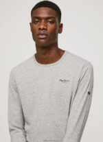 Men Grey Marl Pepe Jeans Long-Sleeved Cotton T-Shirt 60J401006 - Image 3