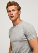 Men Grey Marl Pepe Jeans Printed Logo Cotton T-Shirt 60J401013 - Image 2