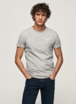 Men Grey Marl Pepe Jeans Printed Logo Cotton T-Shirt 60J401013