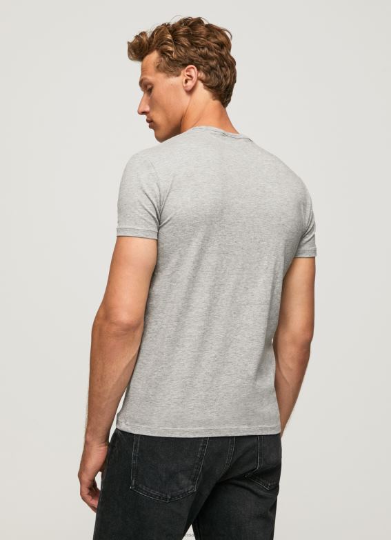Men Grey Marl Pepe Jeans Printed Logo Cotton T-Shirt 60J401013 - Image 4