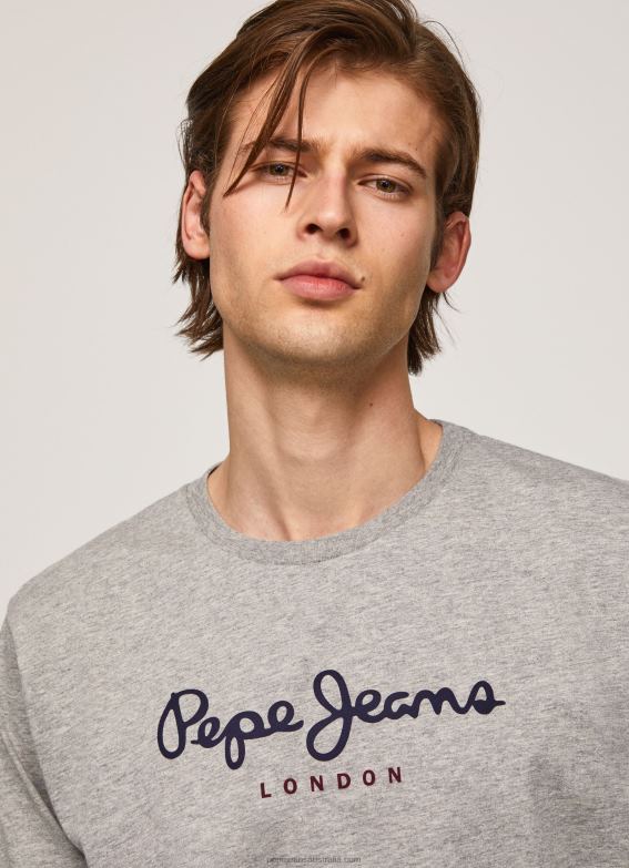 men_grey_marl_pepe_jeans_printed_logo_cotton_t_shirt_60j401017.jpg Men Grey Marl Pepe Jeans Printed Logo Cotton T-Shirt 60J401017 - Image 1