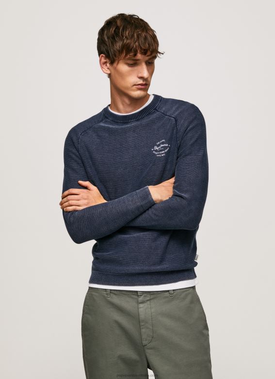 men_indigo_pepe_jeans_pick_rounded_collar_jersey_60j40858.jpg Men Indigo Pepe Jeans Pick Rounded Collar Jersey 60J40858 - Image 1