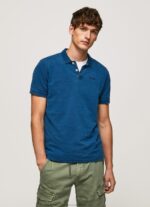 Men Indigo Pepe Jeans Worn-Effect Cotton Polo Shirt 60J401079
