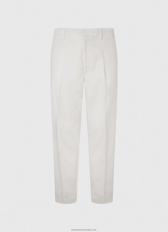 Men Ivory Pepe Jeans Arrow Relaxed Fit Chino Pants 60J401102 - Image 5