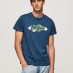 Men Jarman Pepe Jeans Cotton T-Shirt With Brushes Logo 60J40983