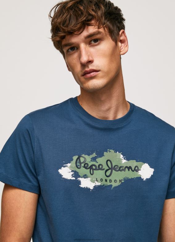 Men Jarman Pepe Jeans Cotton T-Shirt With Brushes Logo 60J40983 - Image 3