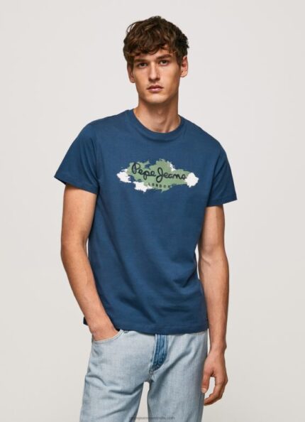 Men Jarman Pepe Jeans Cotton T-Shirt With Brushes Logo 60J40983