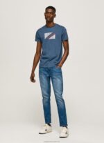 Men Jarman Pepe Jeans Marbled Logo Print T-Shirt 60J40986 - Image 2