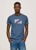 Men Jarman Pepe Jeans Marbled Logo Print T-Shirt 60J40986