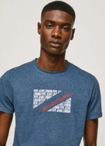 Men Jarman Pepe Jeans Marbled Logo Print T-Shirt 60J40986 - Image 3