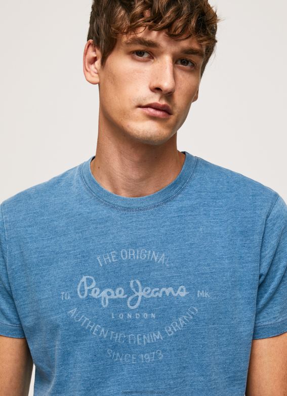 men_light_blue_pepe_jeans_printed_logo_cotton_t_shirt_60j40967.jpg Men Light Blue Pepe Jeans Printed Logo Cotton T-Shirt 60J40967 - Image 1