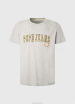 Men Light Grey Marl Pepe Jeans Logo Print T-Shirt 60J40971 - Image 5